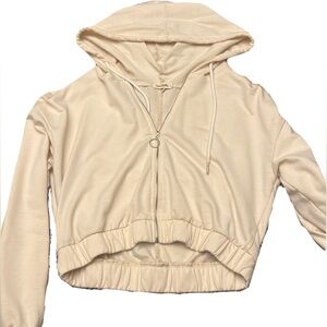 Cropped Cream Zip Up